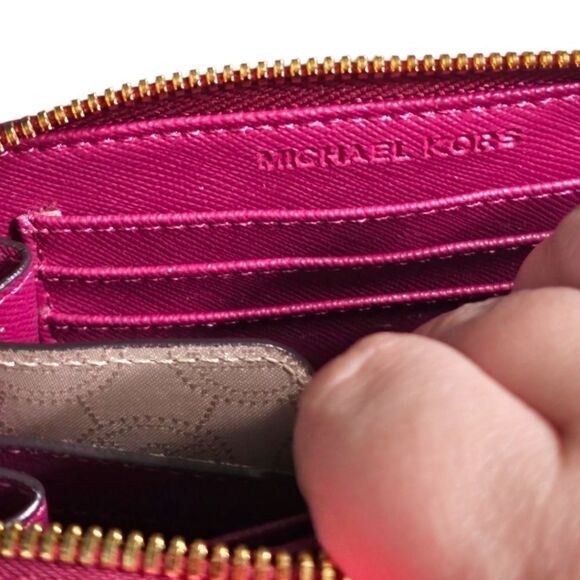 Michael Kors Leather Pink Zip-around Wristlet Wallet - Picture 9 of 16